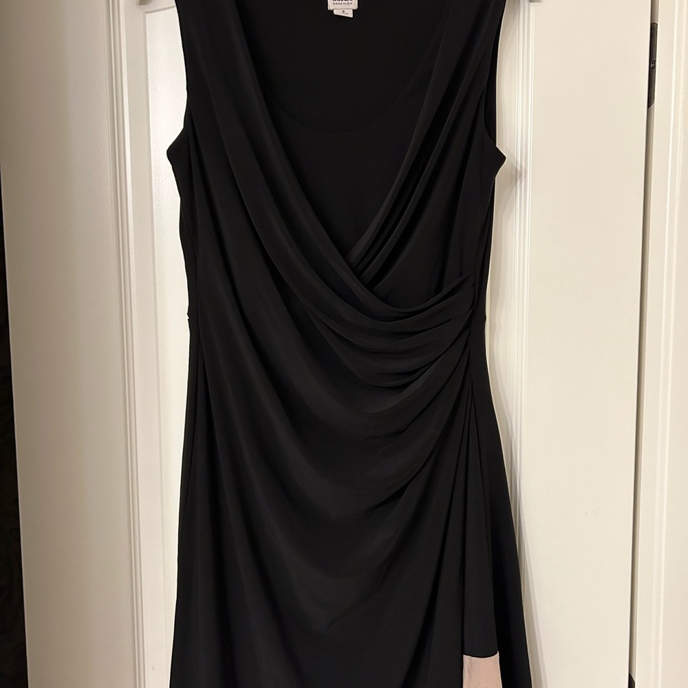 Anne Klein Black Asymmetrical Ruched Cocktail Dress